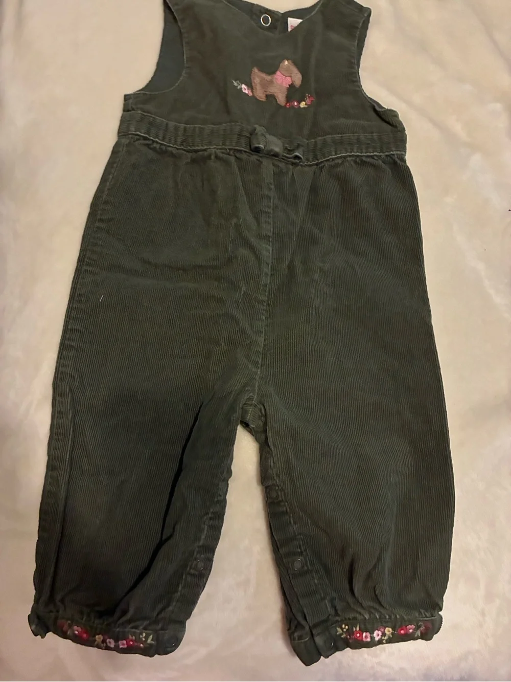 vtg gymboree 6-12 months baby girls green corduroy overalls